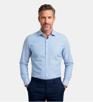 Chemise à rayures fresh fond bleu coupe cintrée - Atelier Privé - Bleu