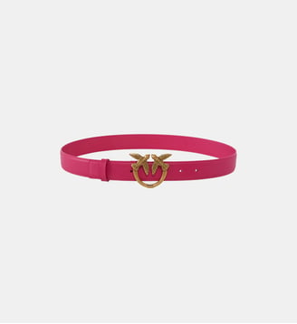 Ceinture love birds en cuir 3cm - Pinko - Rose et doré
