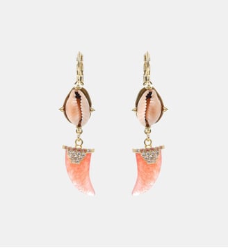 Boucles d'oreilles dormeuses pendantes avec perles VAYANA - Hipanema - Corail