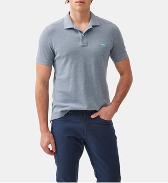 Polo slim en coton manches courtes Gunn - Rodd & Gunn - Bleu acier