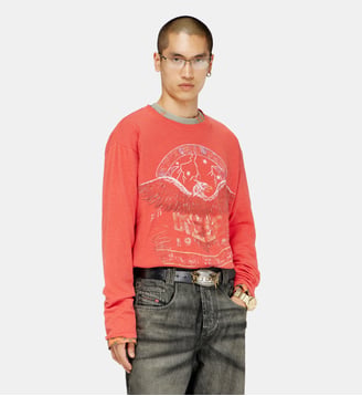 T-shirt à manches longues avec graphismes concert - Diesel - Rouge