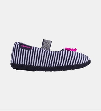 Chaussons Ballerines semelle antidérapante - Isotoner - Blanc et bleu