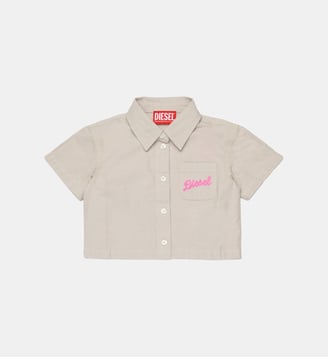 Chemise à manches courtes avec logo - Diesel Kids - Blanc cassé
