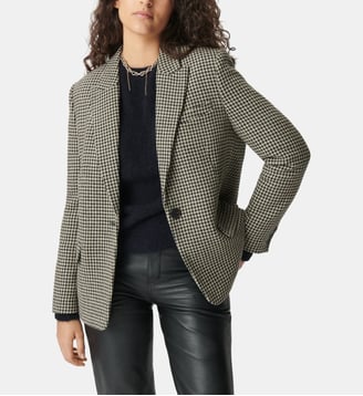Veste de tailleur motif pied-de-poule - Ikks - Beige
