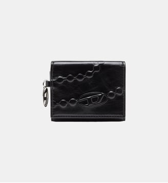 Portefeuille en cuir à trois volets avec motif embossé - Diesel - Noir