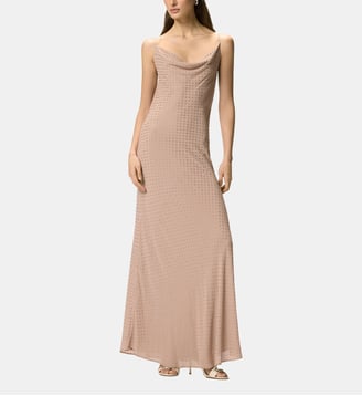 Robe lingerie longue à strass - Pinko - Rose