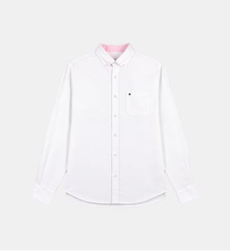 Chemise manches longues en coton oxford avec poche poitrine - Serge Blanco - Blanc