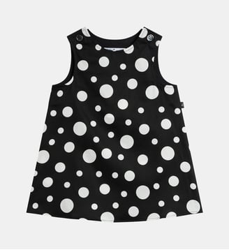 robe Barbie en satin de coton à pois noir - Agnès b. - Noir