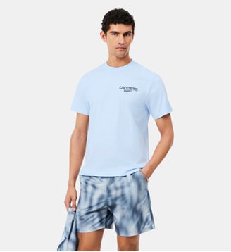 T-shirt jersey imprimé tennis graphique - Lacoste - Bleu clair