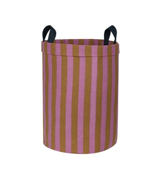 Grand panier de rangement rond - Nobodinoz - Pink curry stripes