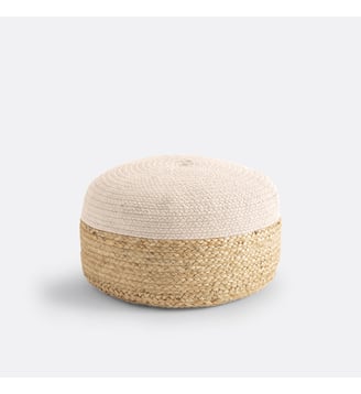 Pouf bicolore jute Popayan - La Redoute Interieurs - Écru
