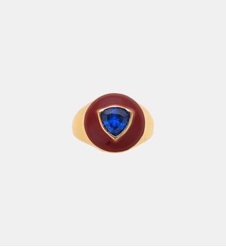 Bague chevalière réglable en émail CHANA - Hipanema - Rubis