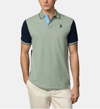 Polo Coupe Regular À Manches Courtes Avec Panneau Arrière - Hackett London - Sage green