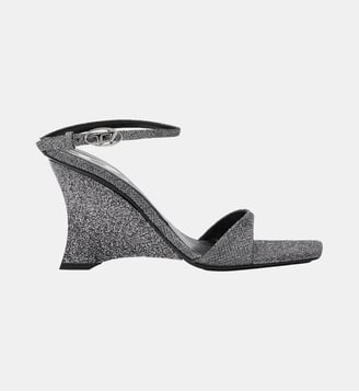 D-Amber -Sandales à talon compensé en tissu Lurex - Diesel - Gris argente