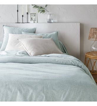 Housse de couette, en flanelle de coton chambray - La Redoute Interieurs - Bleu chiné