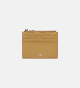 Porte-cartes zippé en cuir - Sandro - Naturel