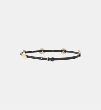 Ceinture fine avec plaques brillantes 1 cm - Pinko - Noir limousine nickel brillant
