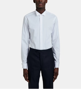 Chemise slim en coton col cassé - Fursac - Blanc