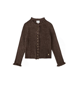 Gilet col rond uni MUDYA - La Petite Etoile - Marron