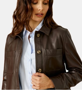 Veste col chemise uni VIRGINA - La Petite Etoile - Marron