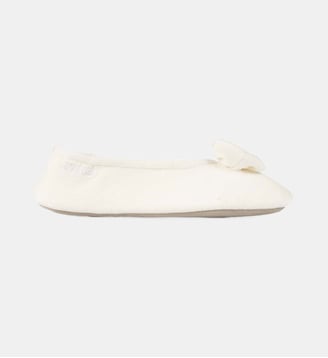 Chaussons ballerines velours félin et noeud-Léopard-41/42 - Isotoner - Ivoire