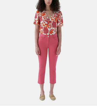 Pantacourt mason - Motif uni - Coupe slim - Caroll - Rouge foncé