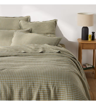 Housse de couette en lin lavé - La Redoute Interieurs - Vert olive et opaline