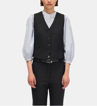gilet de tailleur à fines rayures- niva - Pablo - Noir