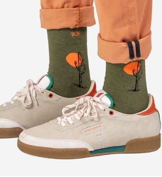 Chaussettes en coton peigné à motifs - Billybelt - Vert kaki