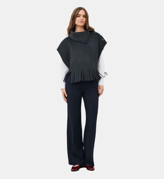 Poncho hofrany - Motif uni - Caroll - Gris