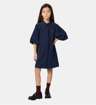 Robe en weavy satin - BOSS Kidswear - Bleu cargo