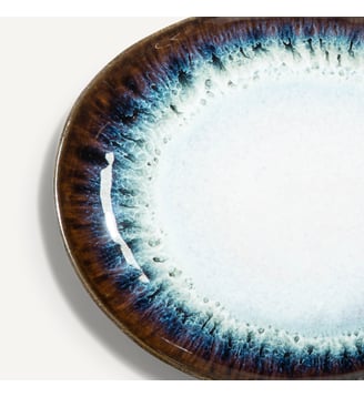 Lot de 4 assiettes plates en grès Mytili - AM.PM - Blanc et bleu nuit