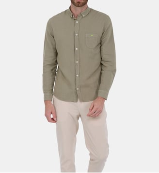 Chemise slim en lin et coton - Gili's - Kaki