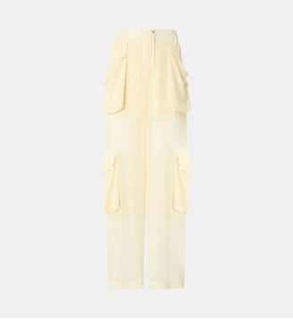 Pantalon cargo en crêpe georgette transparent - Pinko - Beige