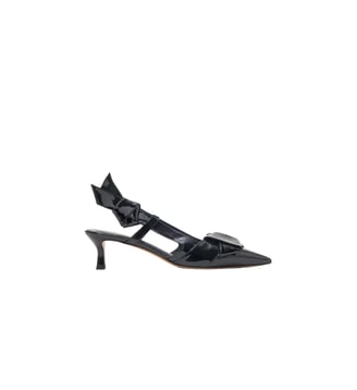 Slingbacks en cuir vernis à nœud - Maje - Noir