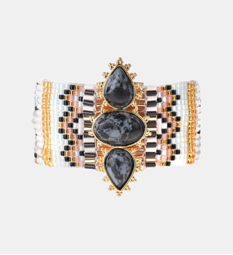 Bracelet manchette perles tissées NOLITI - Hipanema - Noir