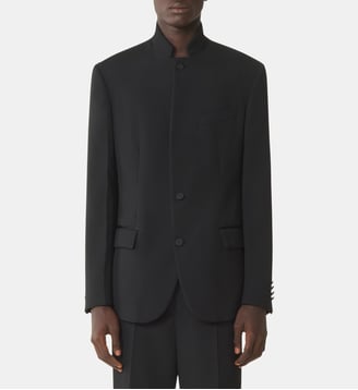 Veste Col Officier En Laine - Lanvin - Noir