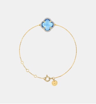 Bracelet, topaze swiss blue, diamants, or jaune - Morganne Bello - Or jaune