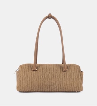 Sac rectangle Tressé Cube en cuir - Lancaster - Moka