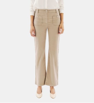 Pantalon pelley - Motif uni - Coupe flare - Caroll - Gris foncé