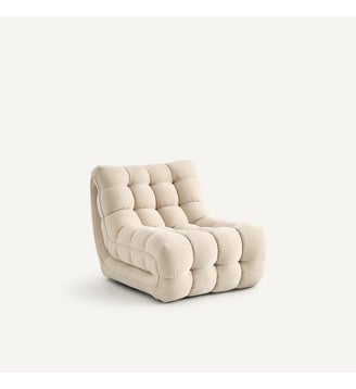 Fauteuil modulable capitonné, en velours - AM.PM - Écru