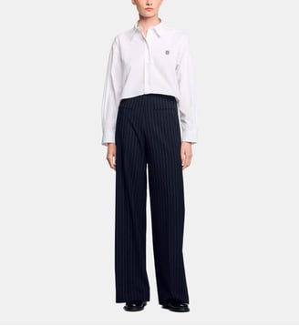 Pantalon droit à fines rayures - Sandro - Noir