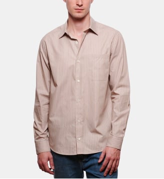 Chemise à rayures marron coupe droite boxy - Atelier Privé - Beige