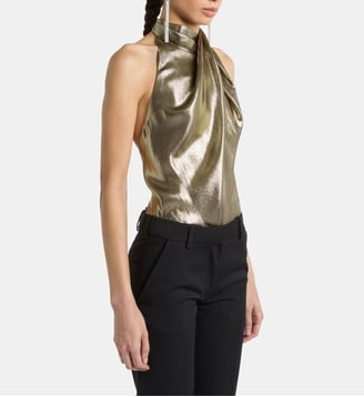 Top dos-nu en jersey lurex - Balmain - Doré