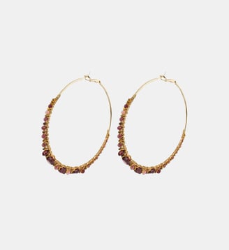 Boucles d'oreilles larges créoles   - Iancura - Satellite - Grenat