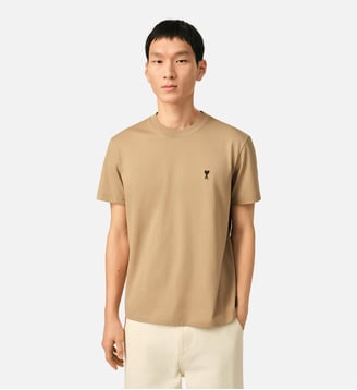T-shirt Ami De Coeur en Coton - AMI Paris - Beige mastic et noir
