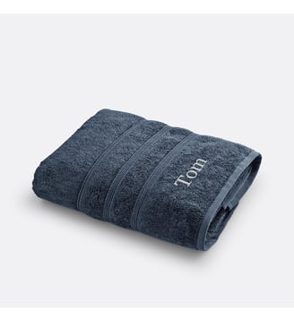 Drap de bain personnalisé coton bio - La Redoute Interieurs - Bleu marine