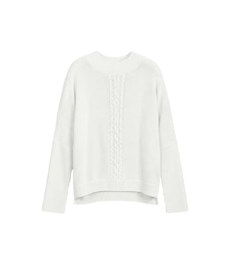 Pull tricot 100% laine motif torsades - Ikks - Écru