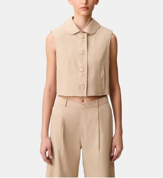 Veste courte tailleur lin - Claudie Pierlot - Sable