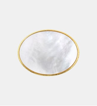Broche ovale   doré à l'or fin - Ashanti - Satellite - Blanc